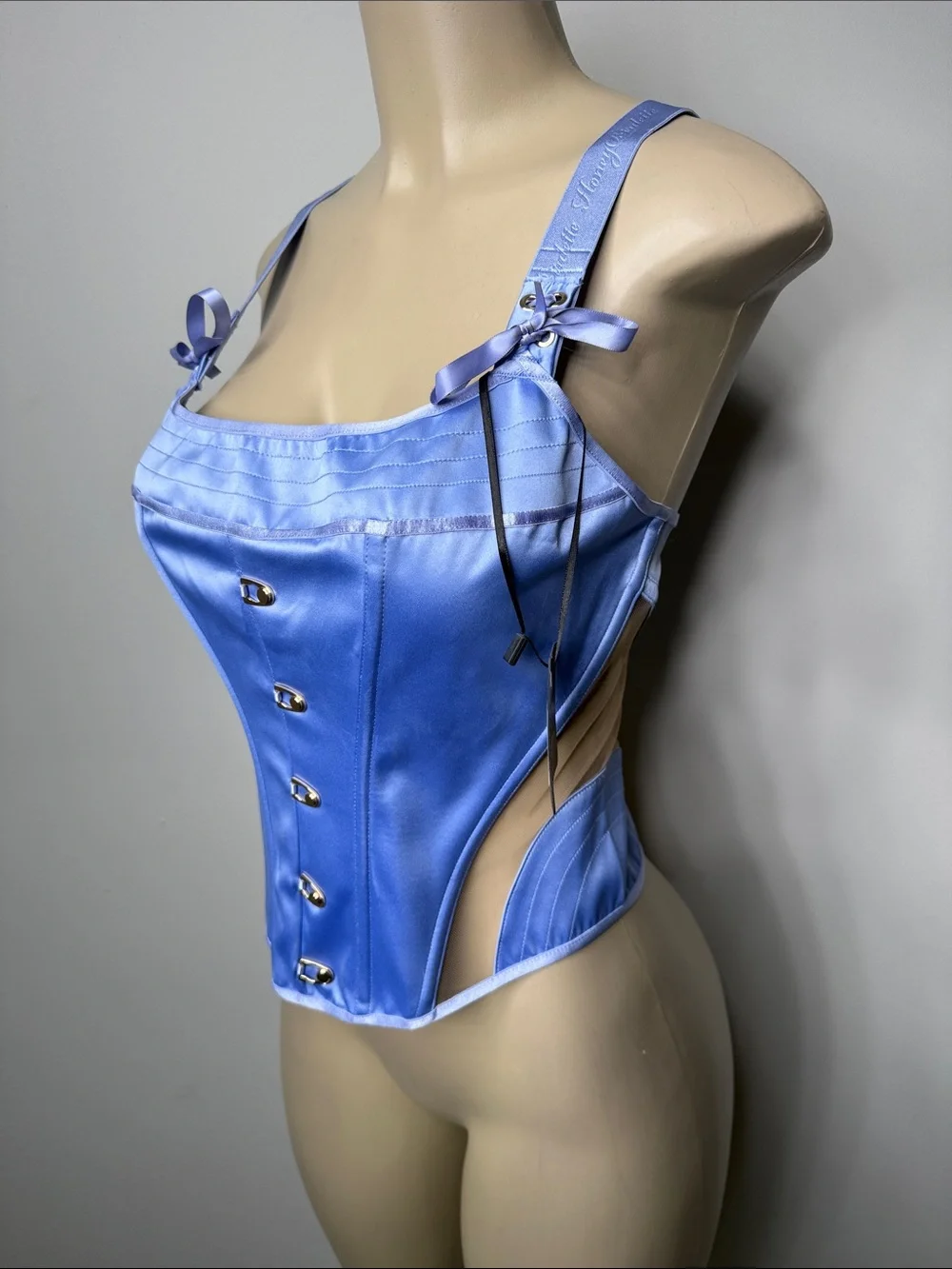 Honey Birdette Liva blue Satin Corset Top